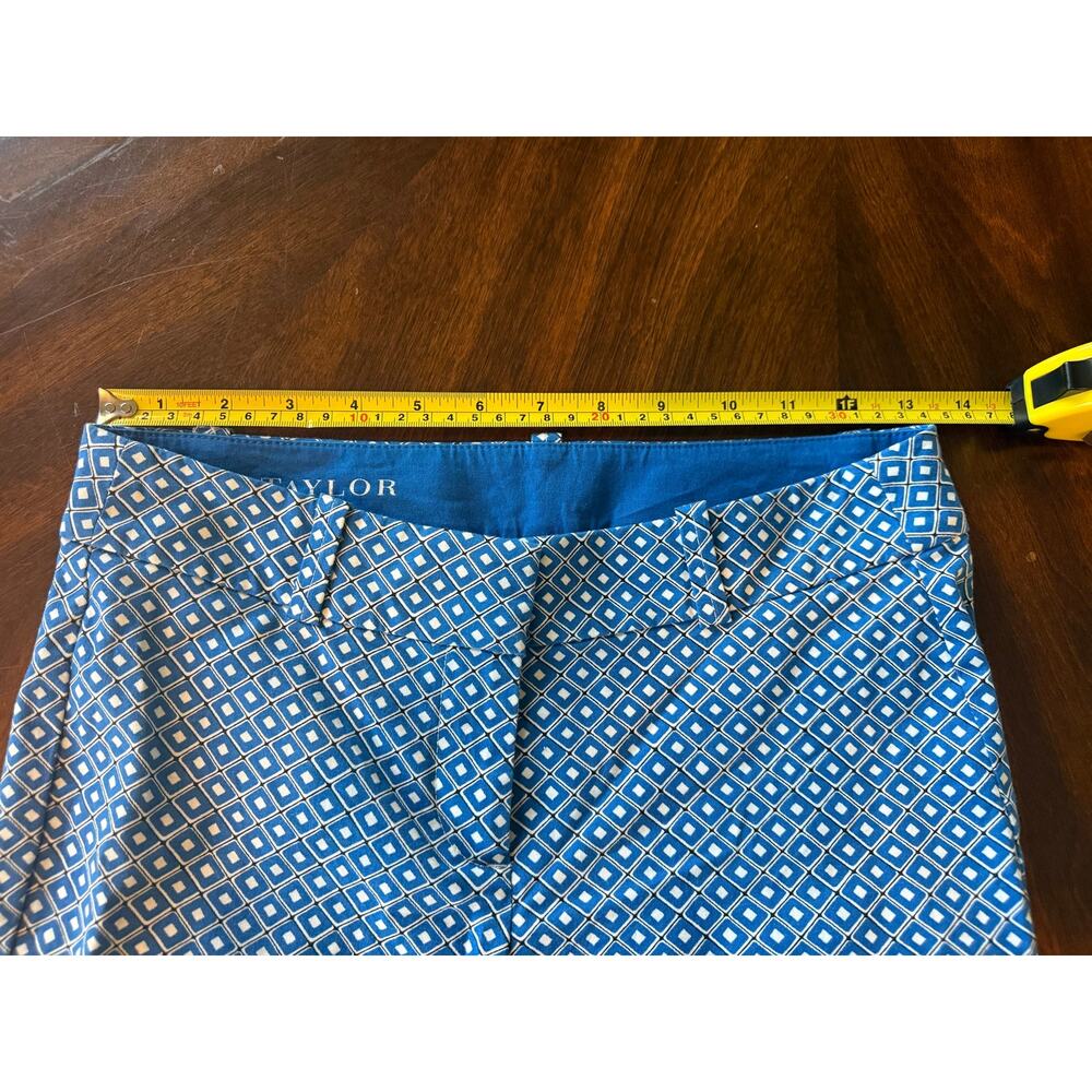 Ann Taylor Womens Carnegie Crop Pants Size 00P Blue Geometric Ankle Trousers - Picture 5 of 10
